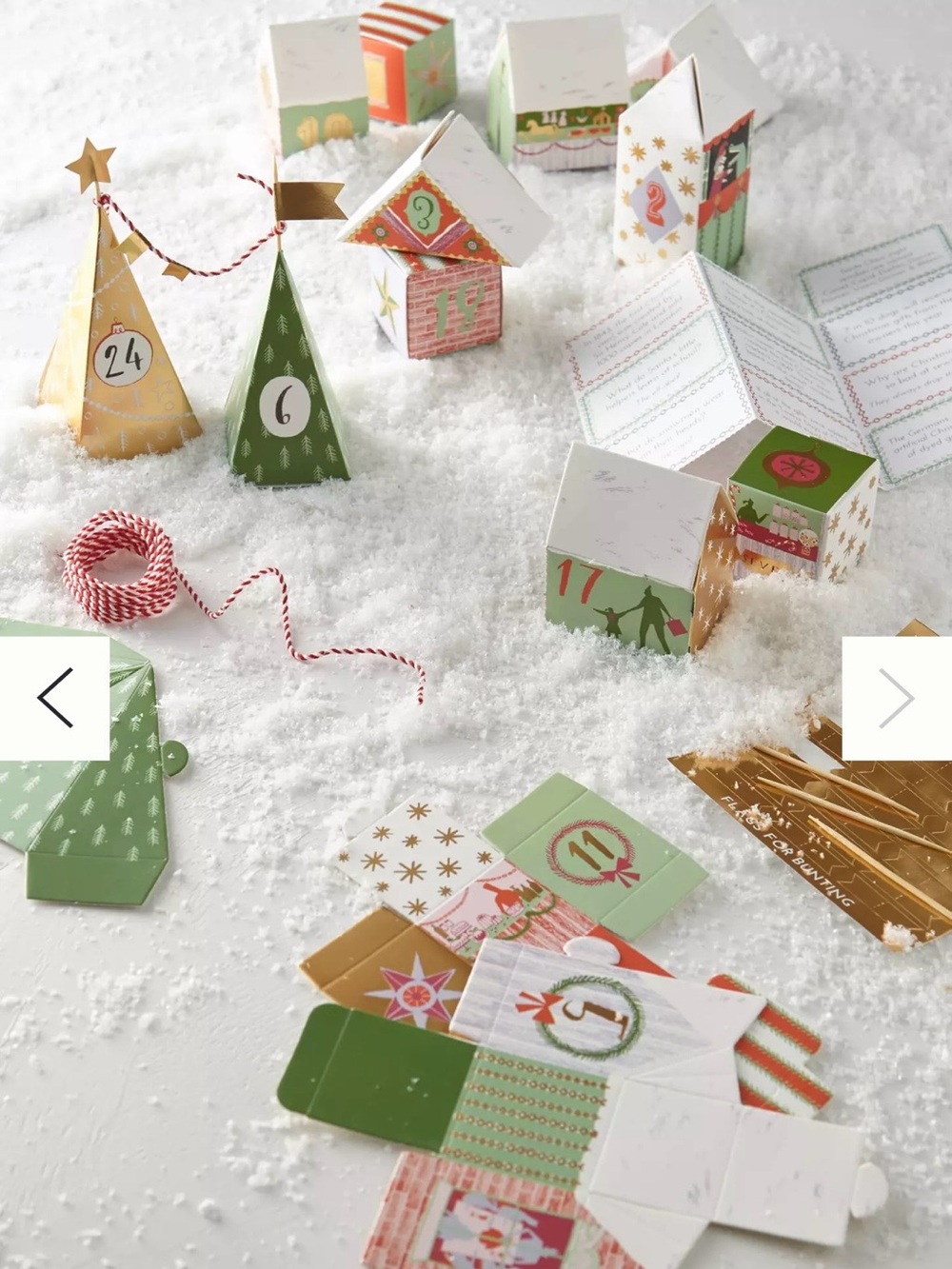 Anthropologie Illustrated 3D Advent Village in Green, Gold, Red & Pink